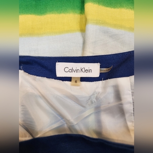 Calvin Klein Multicolored A-Line Lined Striped Knee Length Skirt Women's Size 6 - Picture 9 of 9